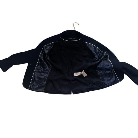 Massimo Dutti Navy Blue Blazer Sz 8 Office Siren Luxury Tailored Chic - Thumbnail 2