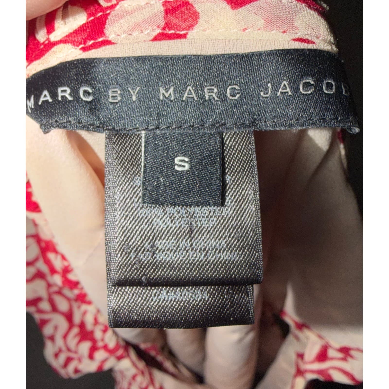 Marc by Marc Jacobs Red Silk Ruffle Top Sz S Boat Neck Cap Sleeve Designer - Thumbnail 3