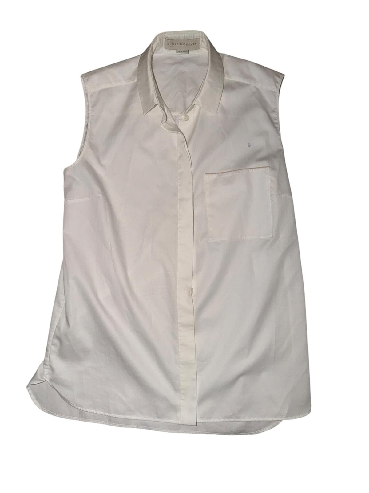 Stella McCartney Sleeveless Button Down Blouse Sz 44 Collared Preppy Office Chic - Thumbnail 3