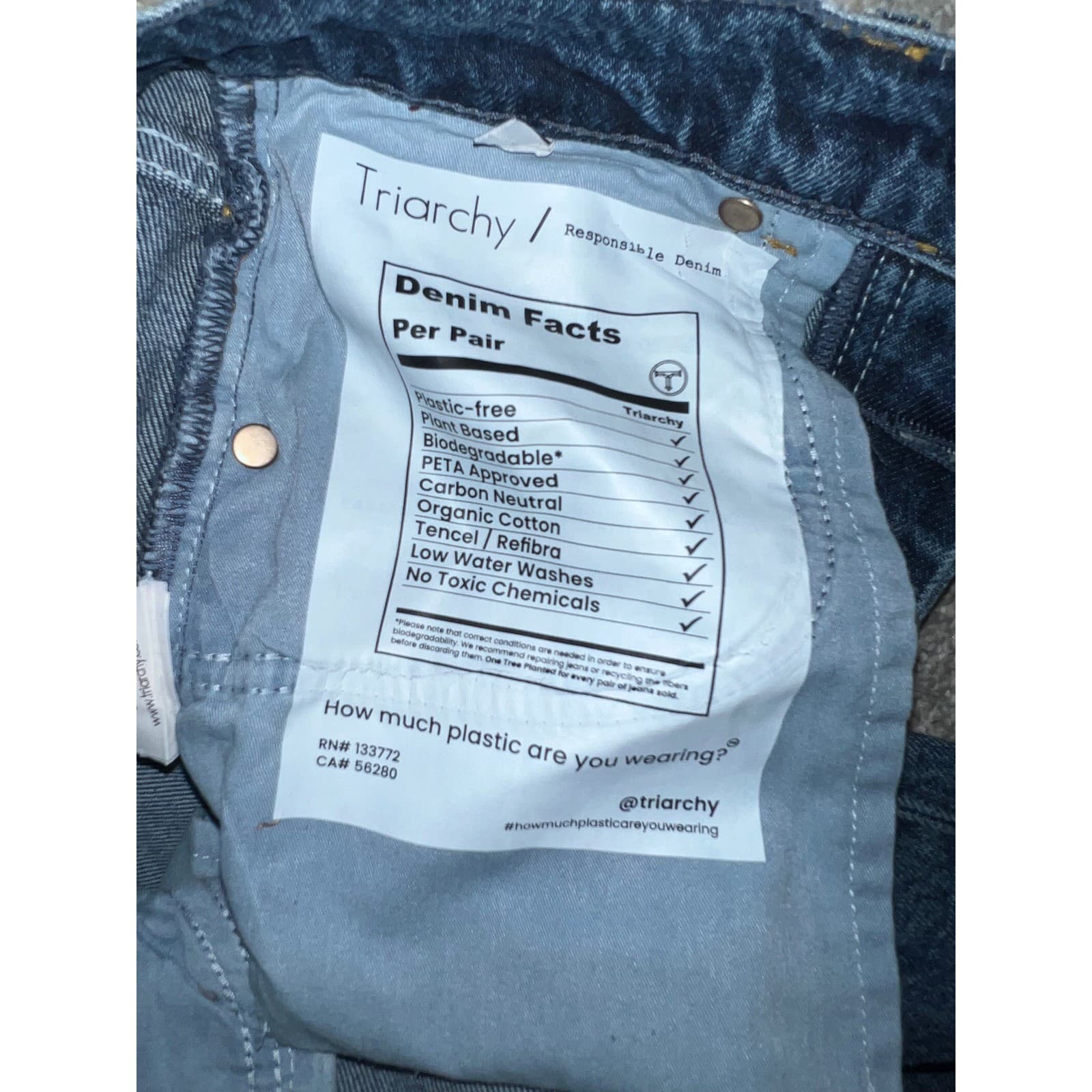 Triarchy Straight Leg Jeans Sz 25 Luxury Designer Sustainable Denim - Thumbnail 5