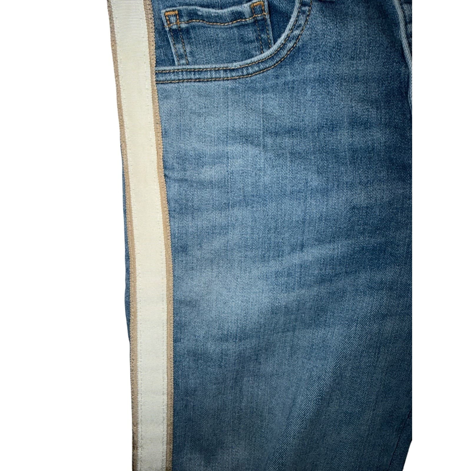 Veronica Beard Carly Kick Flare Jeans Sz 28 Tuxedo Stripe Designer Luxury - Thumbnail 4