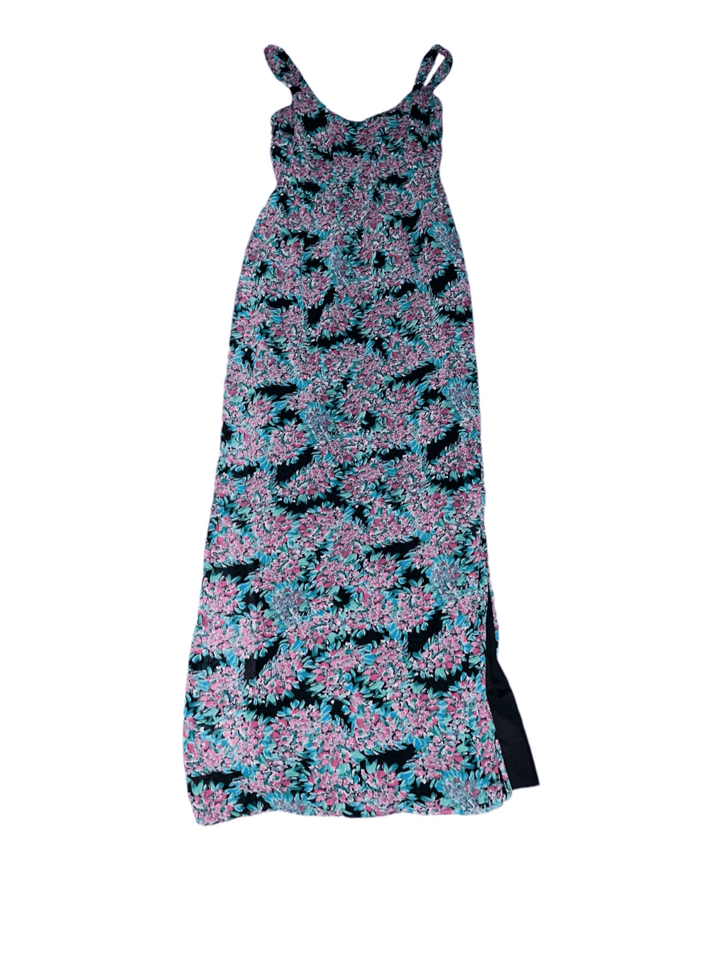 I Heart Ronson Smocked Maxi Dress Size s Sleeveless V Neck Cottagecore - Thumbnail 3