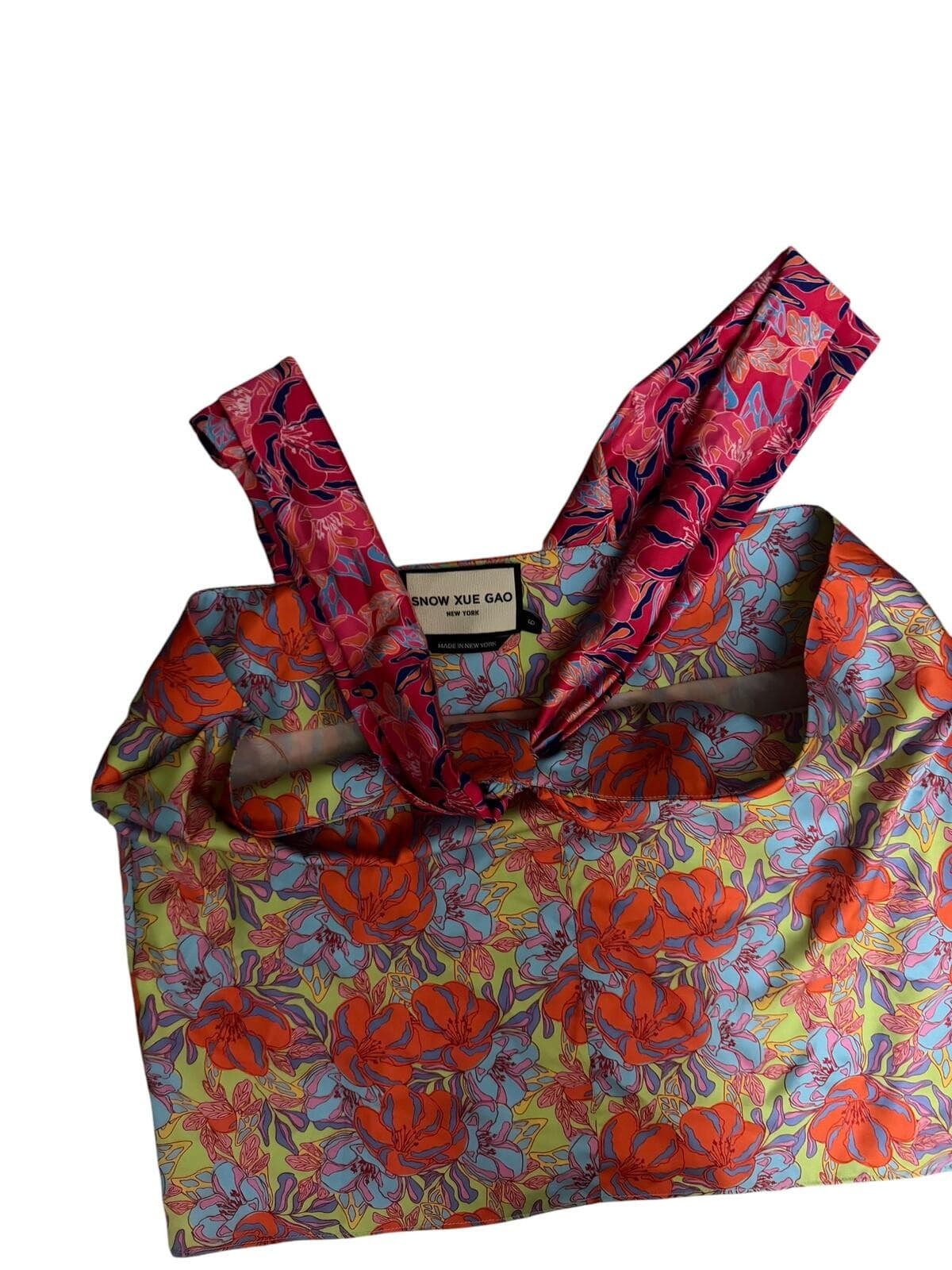 Snow Xue Gao NY Floral Silk Dress/Top Sz 6 Dopamine Boho Designer Luxury - Thumbnail 2
