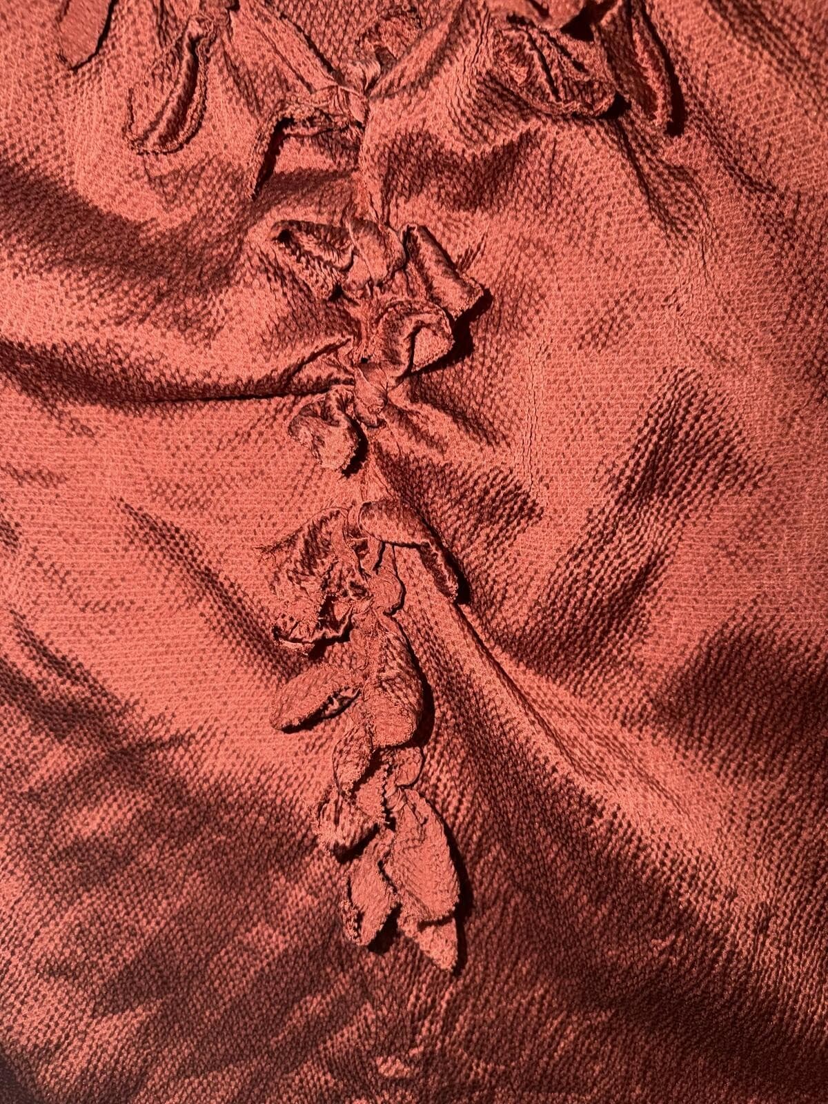 Zac Posen Textured rust Silk Tie Detail Sz 6 Luxury Designer Elegant Chic - Thumbnail 5
