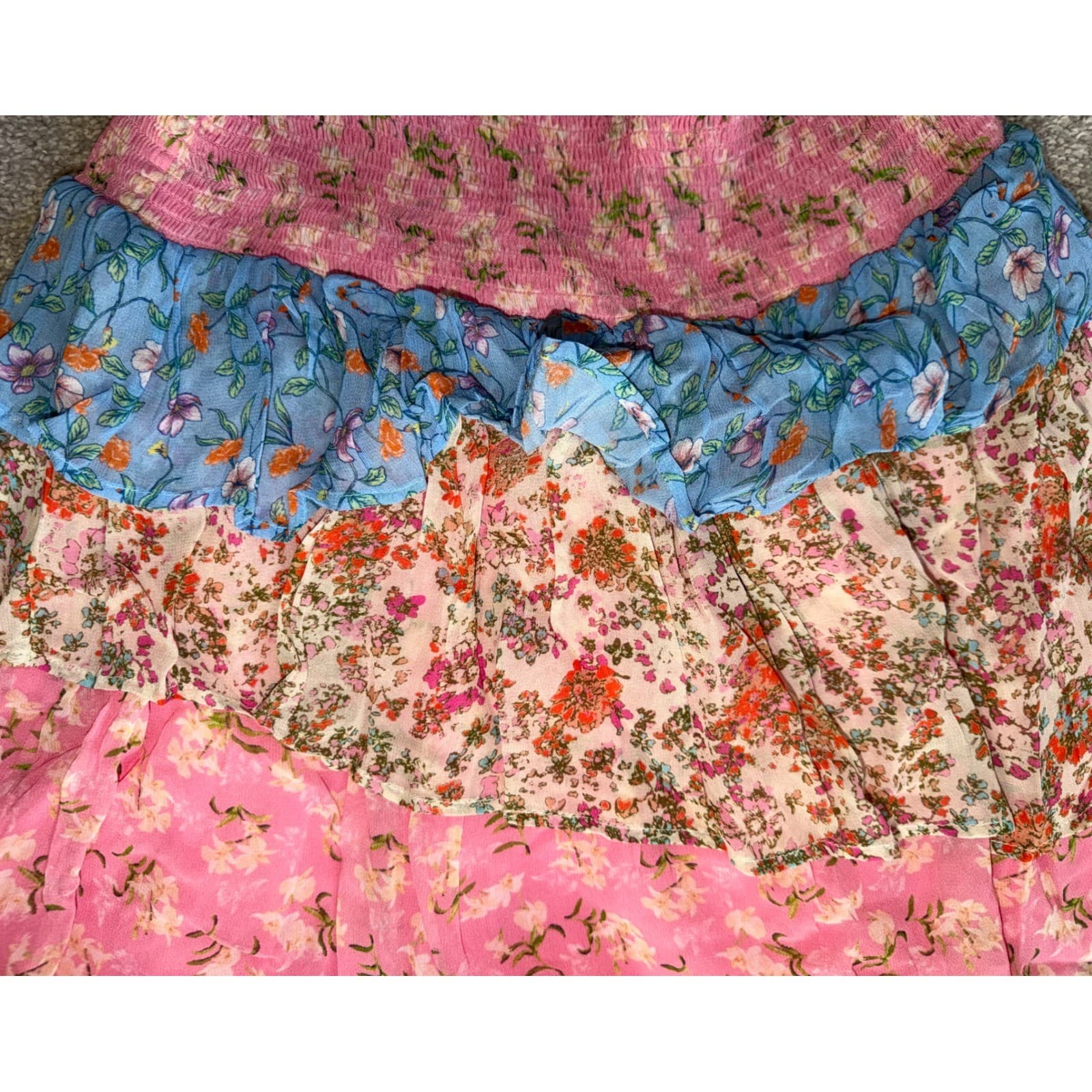 Ramy Brook NY Floral Ruffle Mini Dress Sz M Viscose Cottagecore Coquette - Thumbnail 6