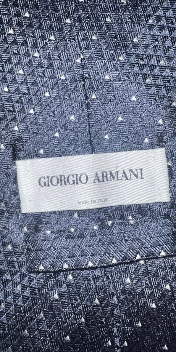 GIORGIO ARMANI Silk Check Tie Blue 58 inches Preppy Office Business - Thumbnail 2