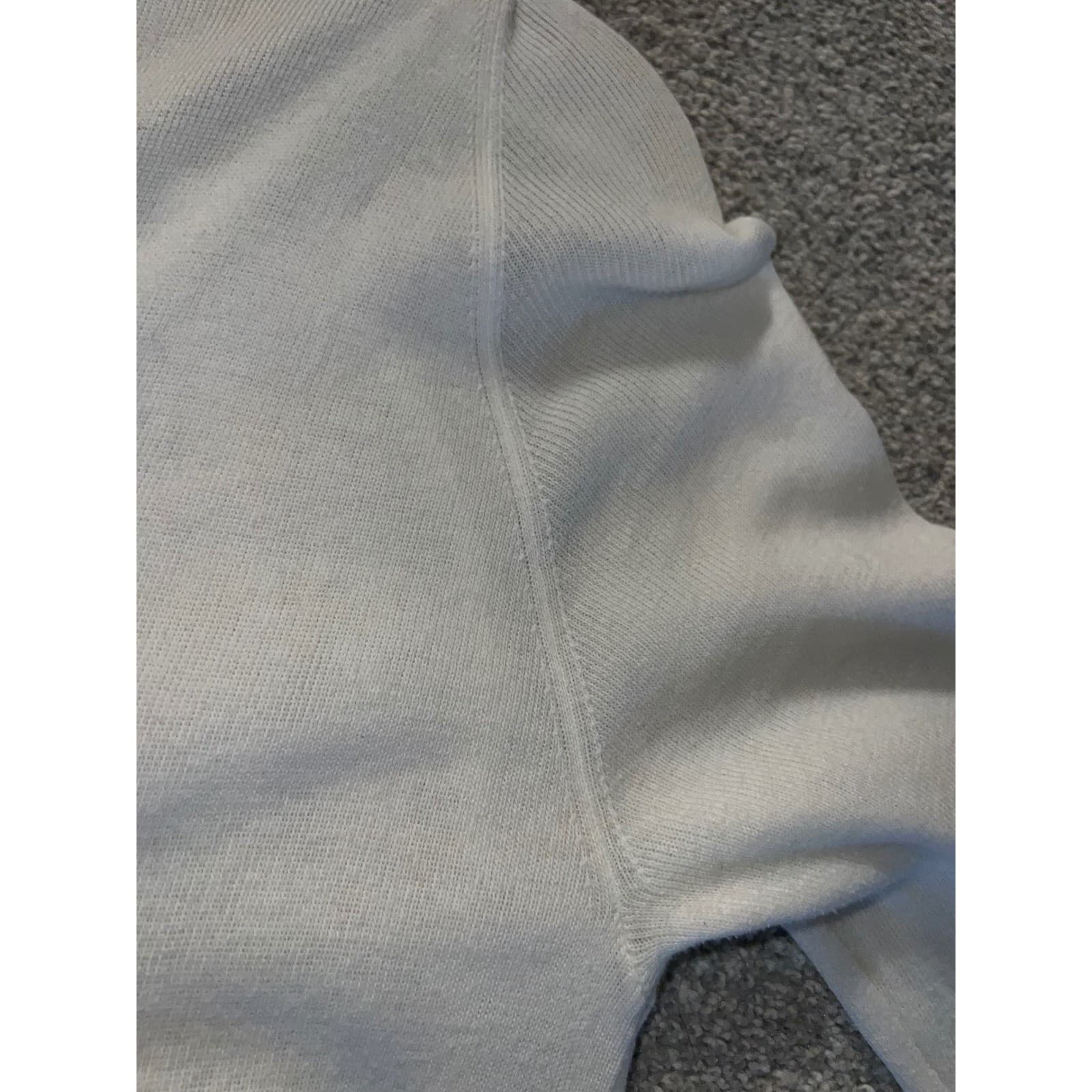 Theory Off-White Sweater Sz M Cotton Cashmere Blend Preppy Minimalist Luxury - Thumbnail 9
