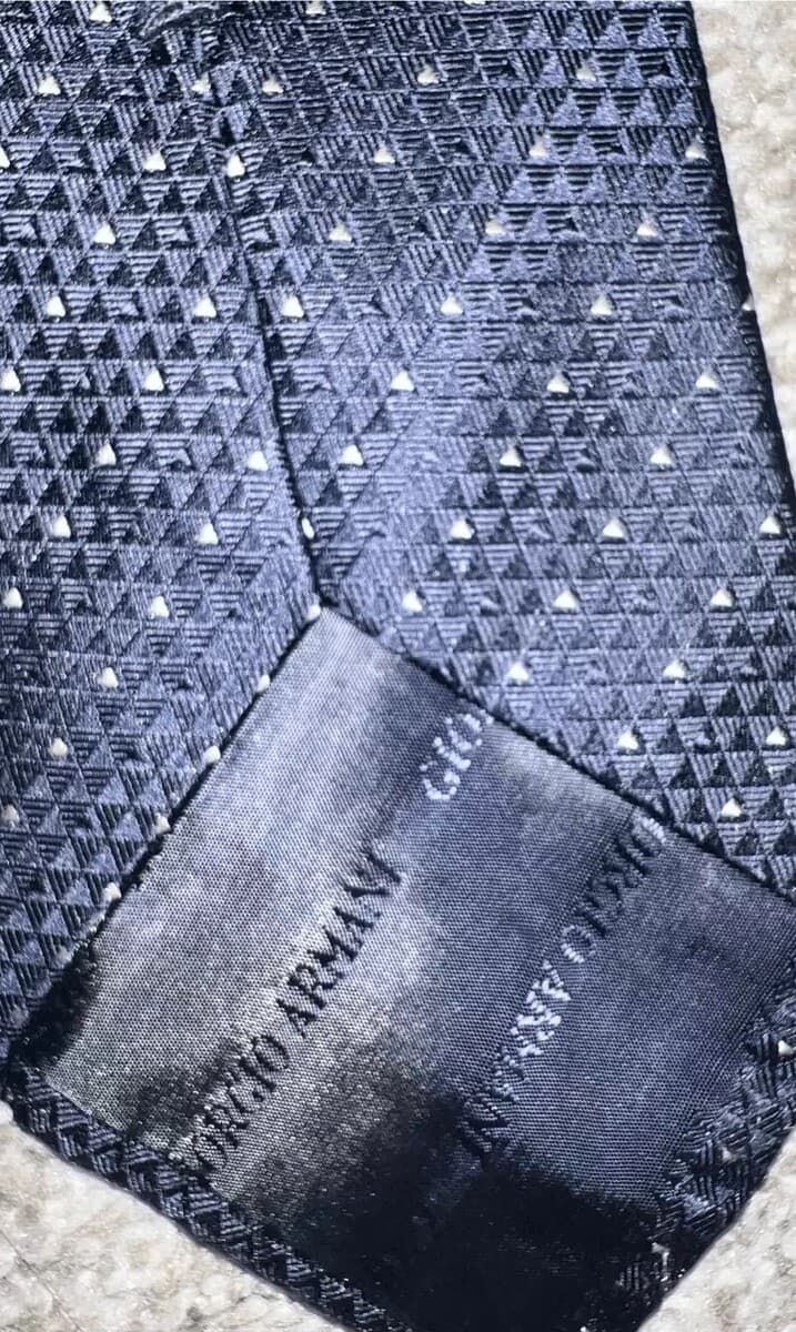 GIORGIO ARMANI Silk Check Tie Blue 58 inches Preppy Office Business - Thumbnail 3