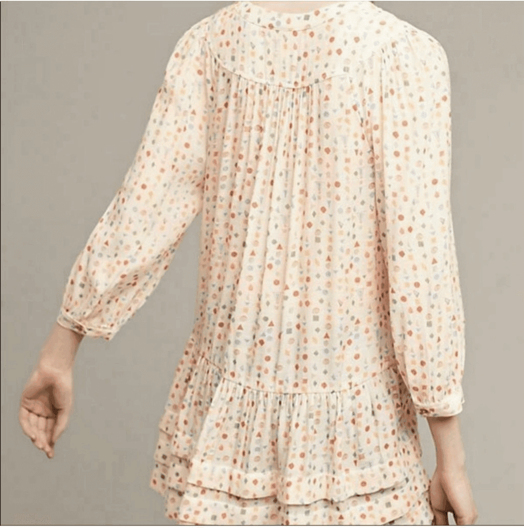 Antropologie Maeve Buttondown Tunic Sz m Dots Boho Bohemian V-neck - Thumbnail 2