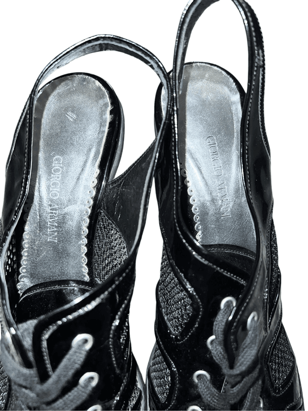 Giorgio Armani Vtg Rare size 39.5 black Retro Minimalist Stilleto - Thumbnail 2