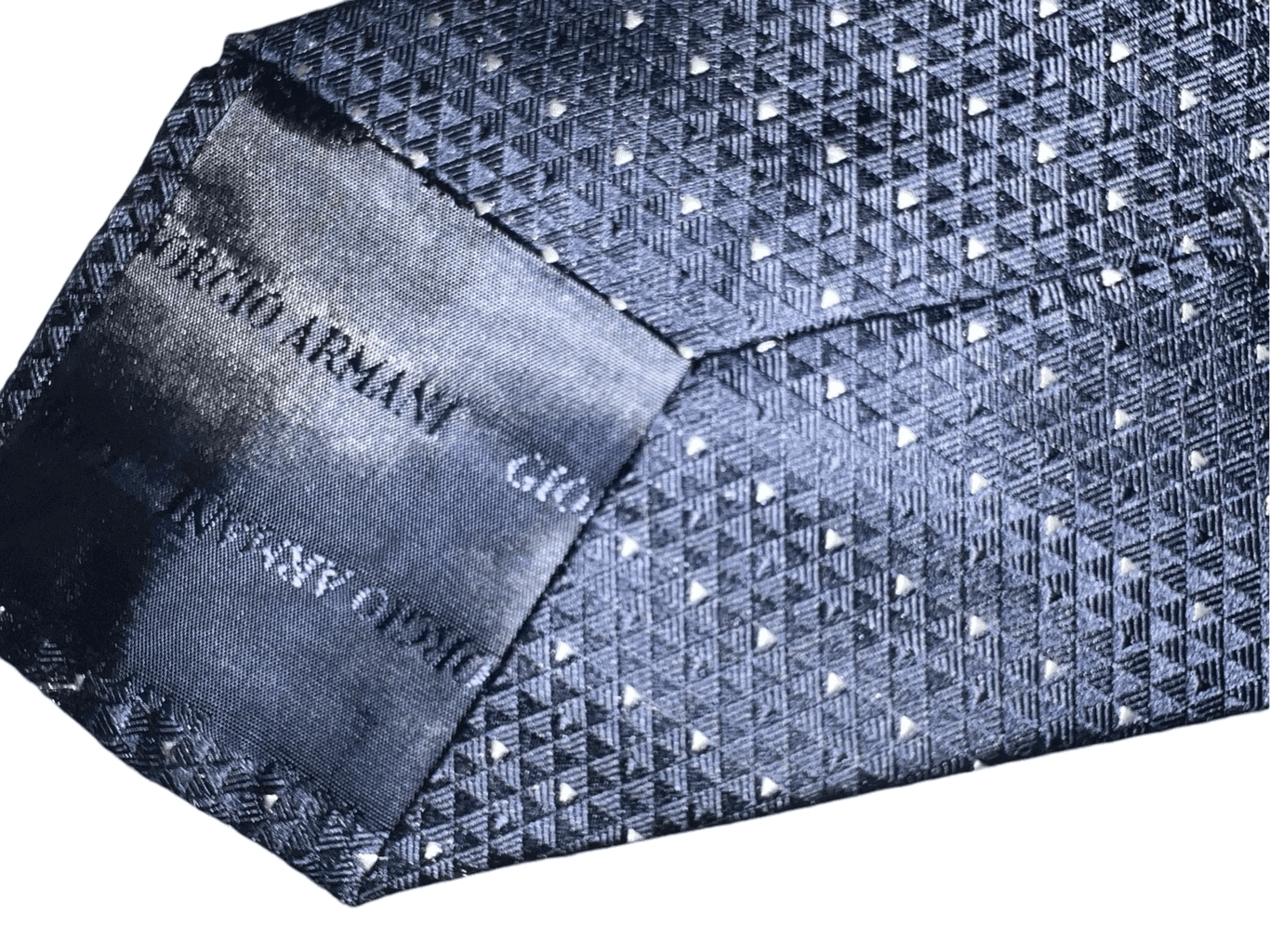 GIORGIO ARMANI Silk Check Tie Blue 58 inches Preppy Office Business - Thumbnail 5