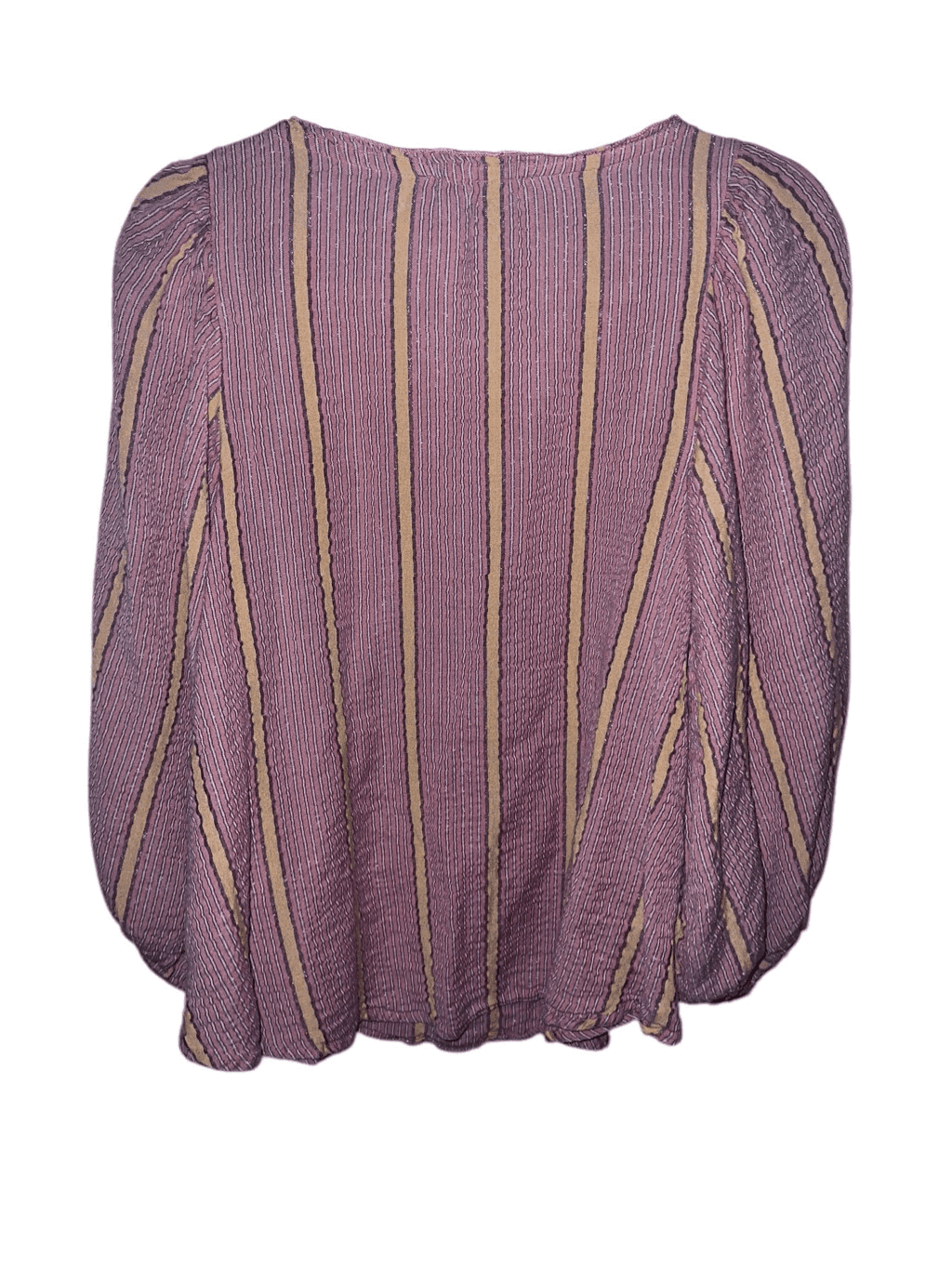 apiece apart blouse size 2 Striped Ribbed Cuff round Neck Coastal Cottagecore - Thumbnail 2