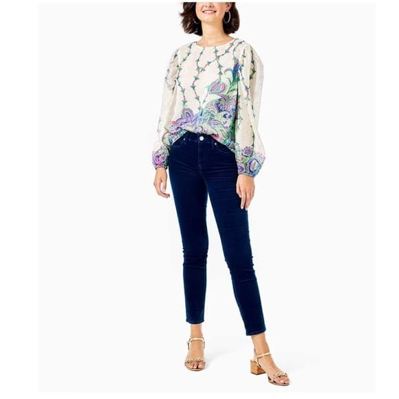 Lilly Pulitzer High Rise Plush Skinny Pant-Luna Wash S 2 Dopamine Boho - Thumbnail 2