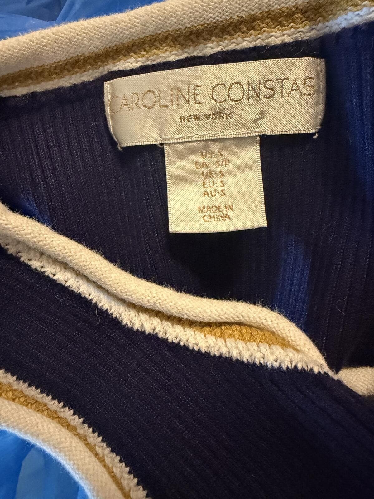 Caroline Constas Knit Stretch Maxi Dress Navy Sz S Nautical Boho Luxury - Thumbnail 5