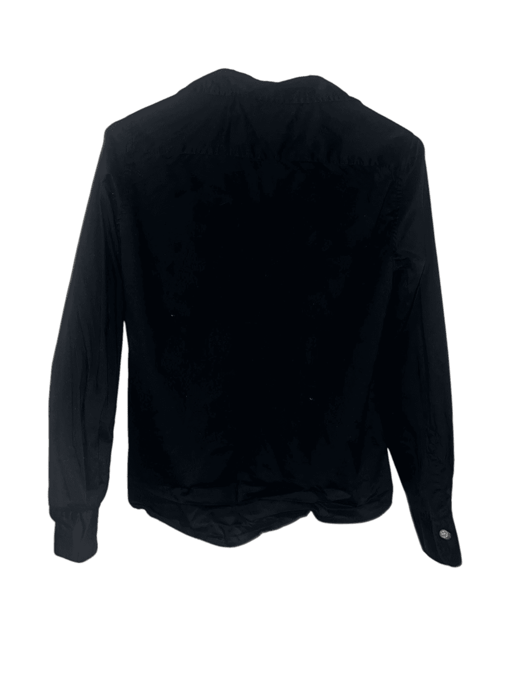 LUCKY BRAND BLACK RUFFLED BUTTON DOWN Sz S Collar Preppy Long Sleeves Minimalist - Thumbnail 2