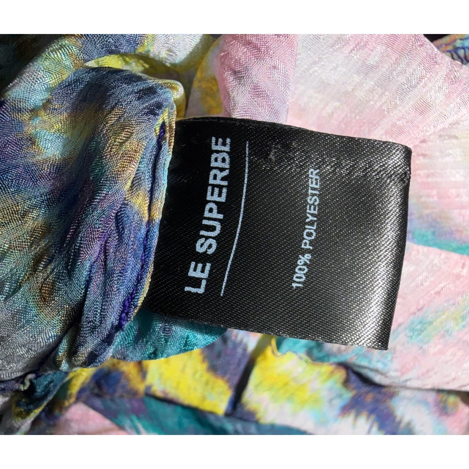 LE SUPERBE Sheer Crop Button Down Top Sz 4 Long Sleeve Zipper Dopamine Coastal - Thumbnail 6