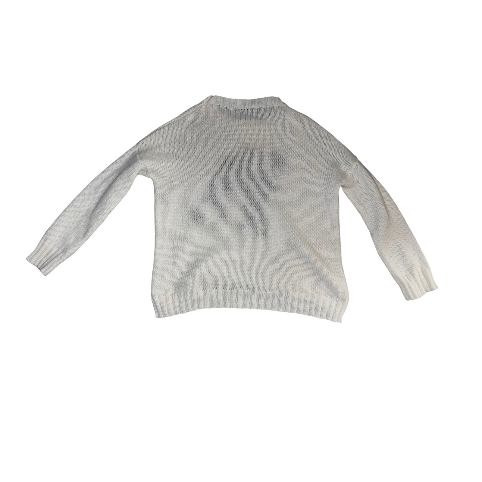 Wooden Ships Ivory Leopard Print Knit Pullover Sz XS | Long Sleeve Cozy Sweater - Thumbnail 2