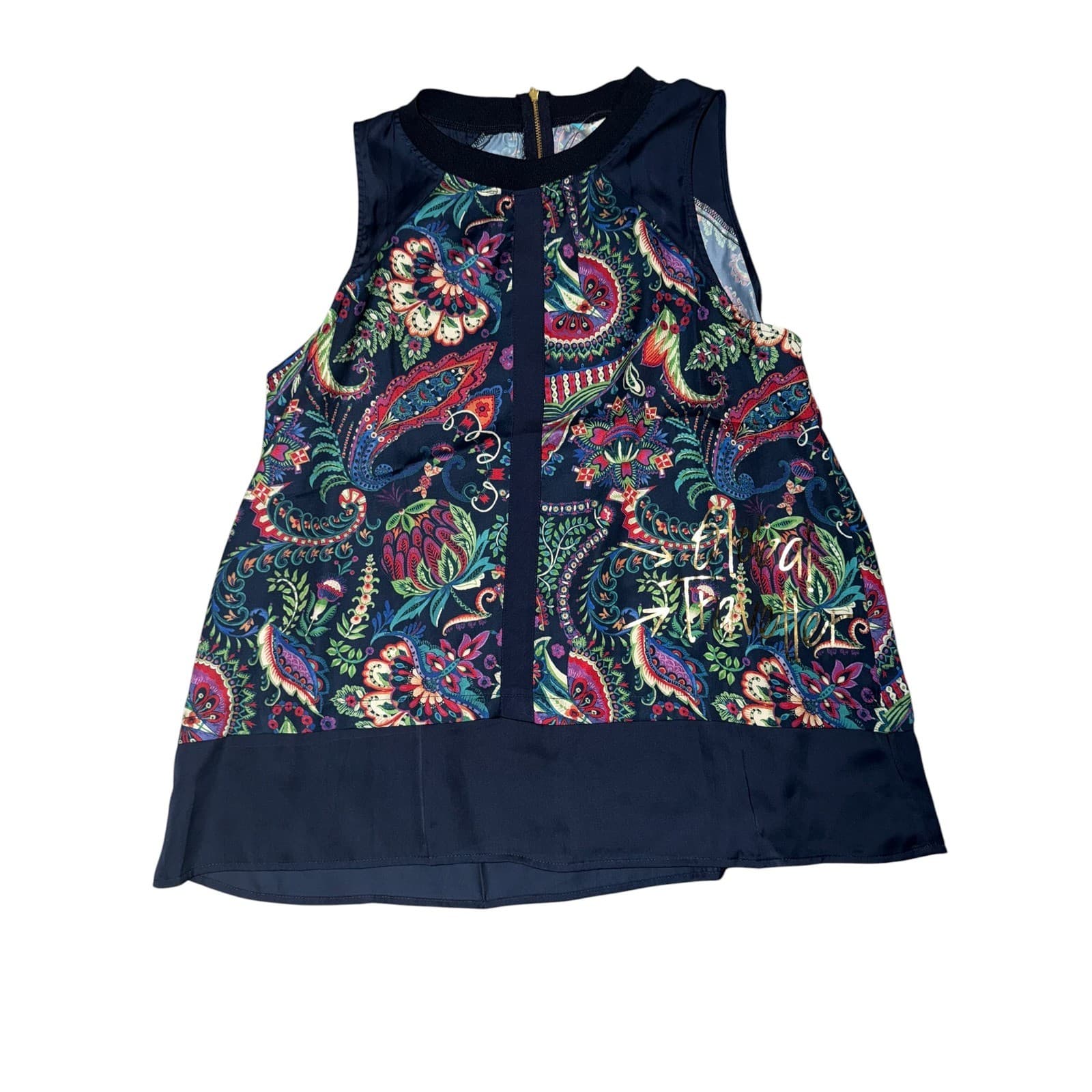 Desigual Blue Floral Global Traveller Top Sz XL Sleeveless NWT Dopamine - Thumbnail 2