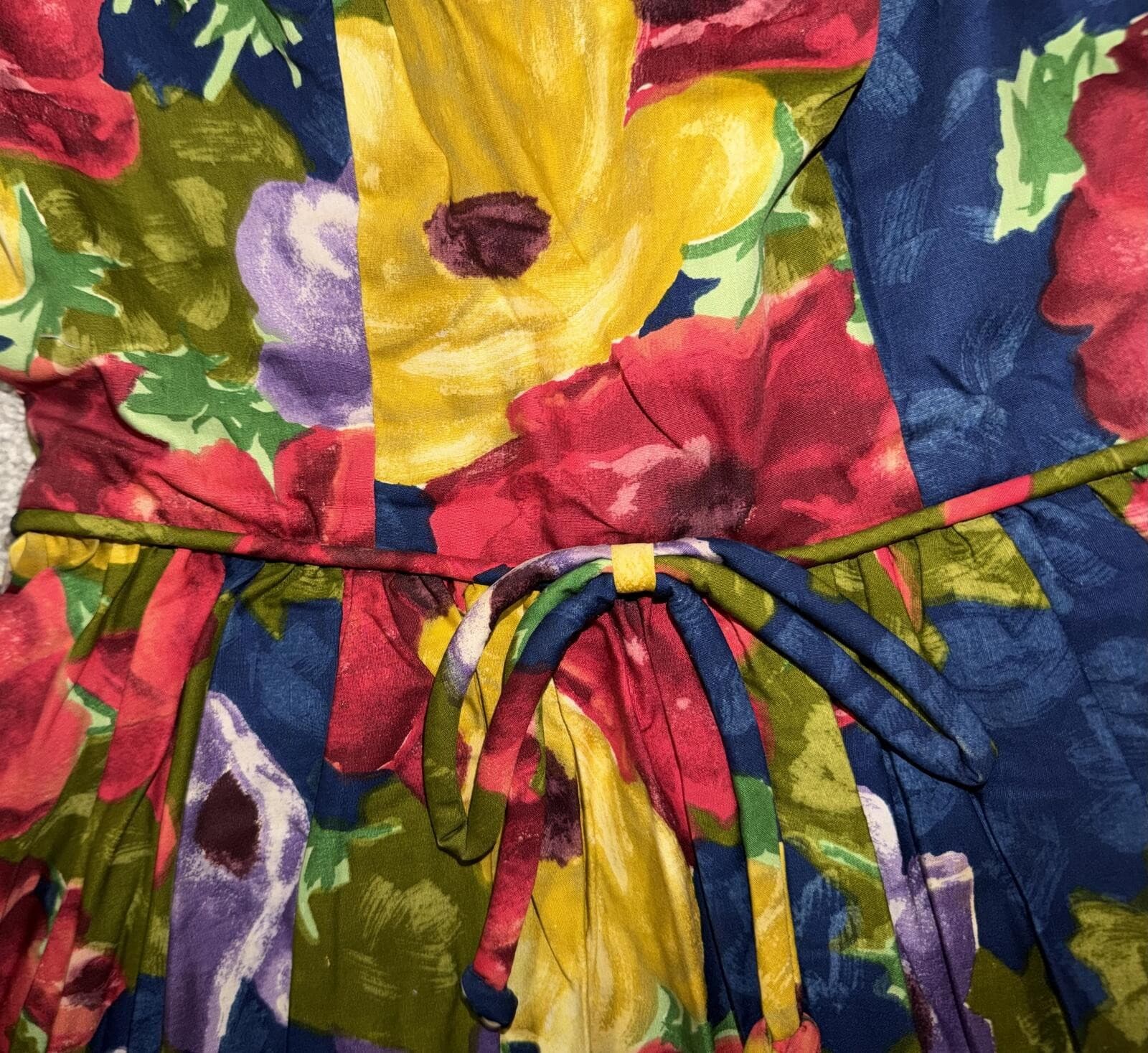 Vintage 60s Sam Friedlander Saturated Floral Dress Sz S/M Cottagecore Retro - Thumbnail 6