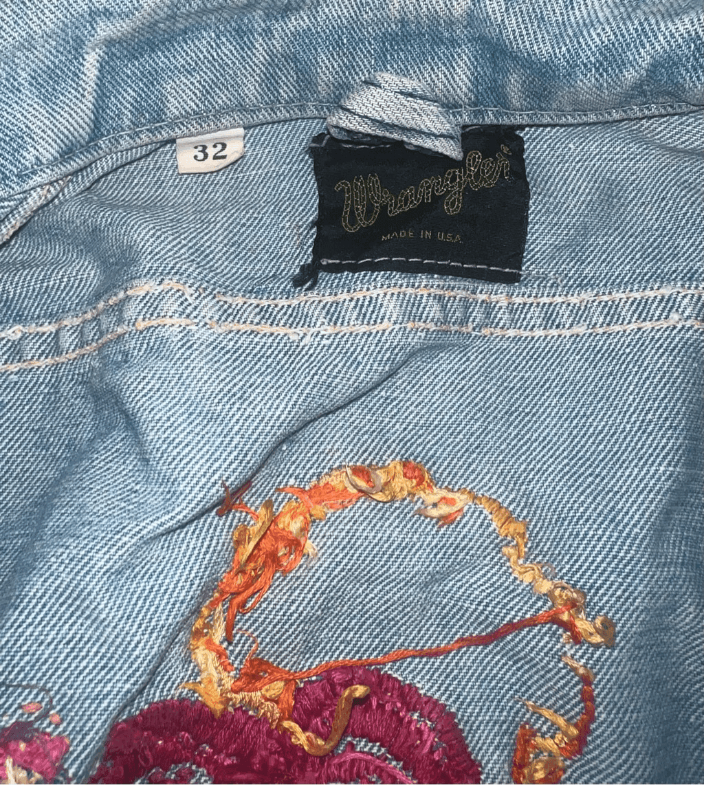 1970s Wrangler Art Denim Jacket, Western, Hippie Biker vintage sz 32 (xs or s) - Thumbnail 5