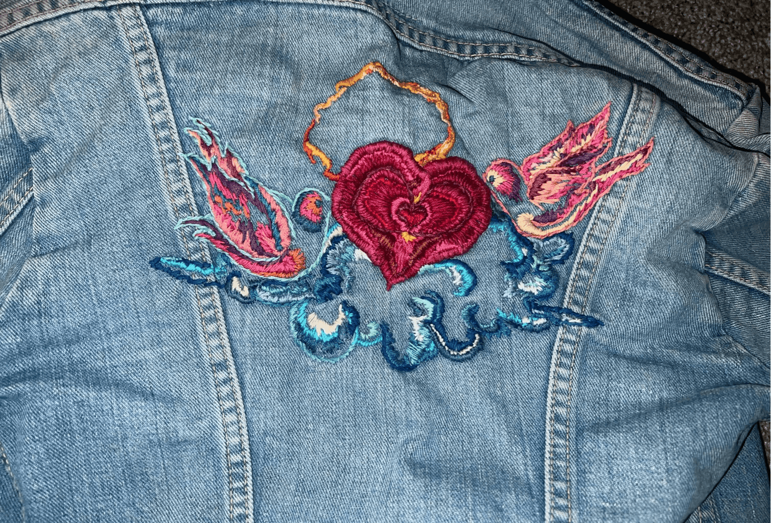 1970s Wrangler Art Denim Jacket, Western, Hippie Biker vintage sz 32 (xs or s) - Thumbnail 10
