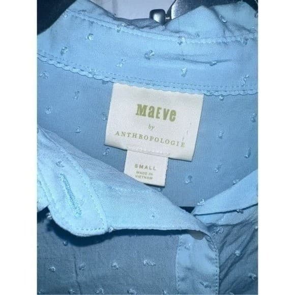 Maeve By Anthropologie Blue Rosa Button Down Swiss Dot Blouse Top size small - Thumbnail 5