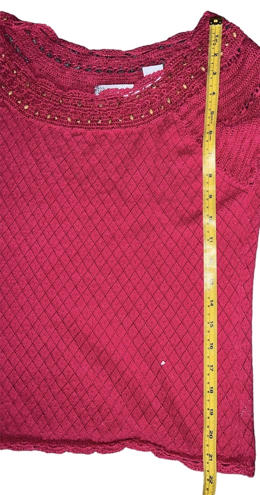 MARISA CHRISTINA Short -Sleeve Sweater Sz M Preppy Casual Crew Neck - Thumbnail 5