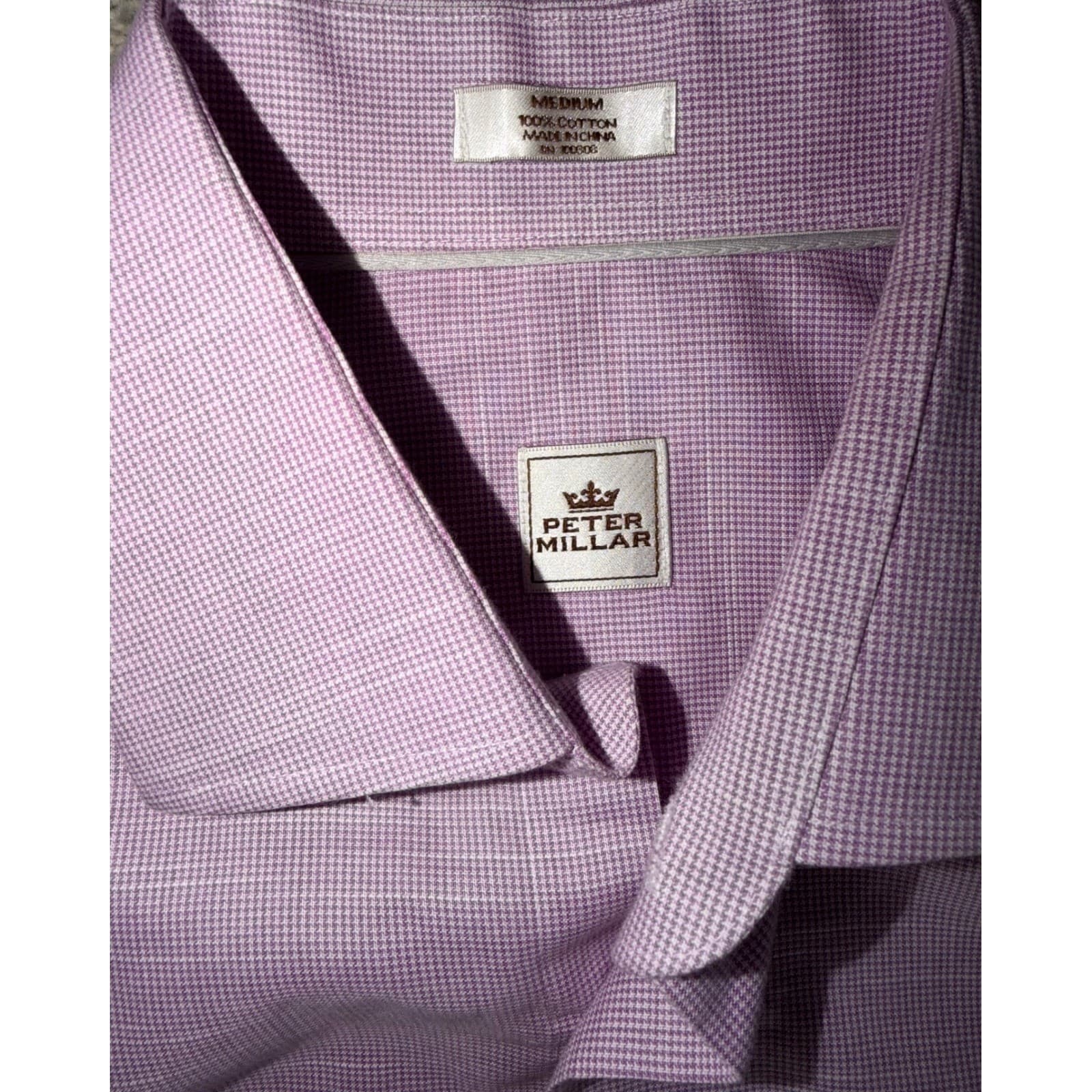 Peter Millar Dress Shirt Sz M Pink Purple Button Down Golf Work Preppy - Thumbnail 6