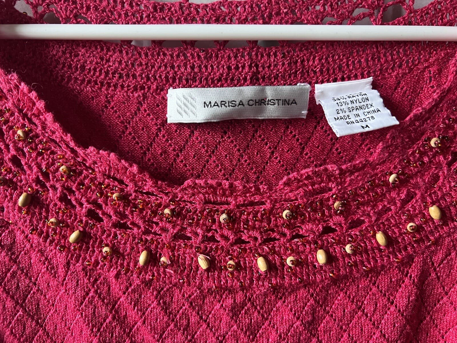 MARISA CHRISTINA Short -Sleeve Sweater Sz M Preppy Casual Crew Neck - Thumbnail 4