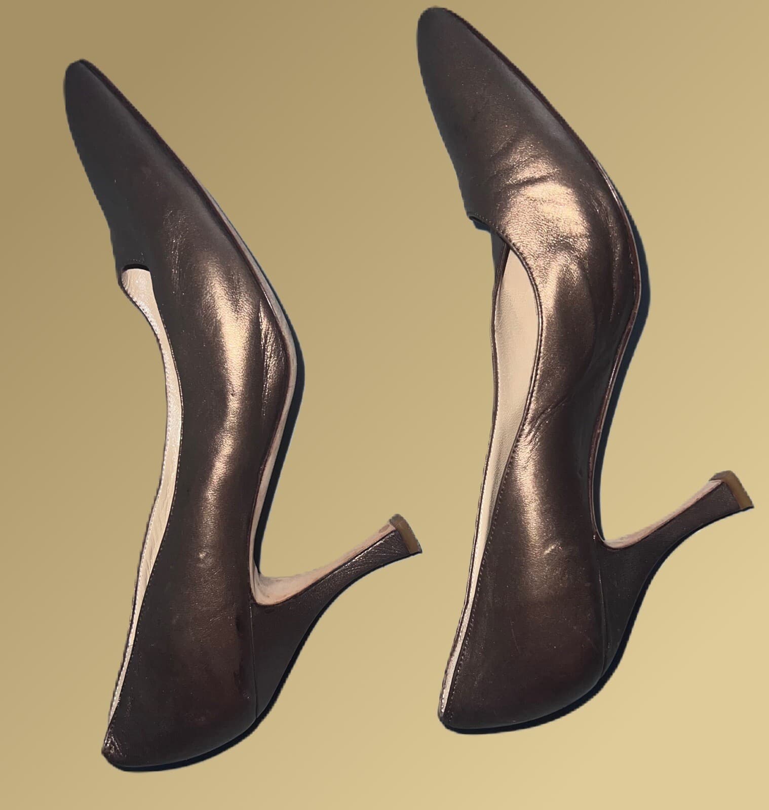 MANOLO BLAHNIK Light Brown Satin Avante Grande Pump Pointed Heels BB 70 - Thumbnail 5
