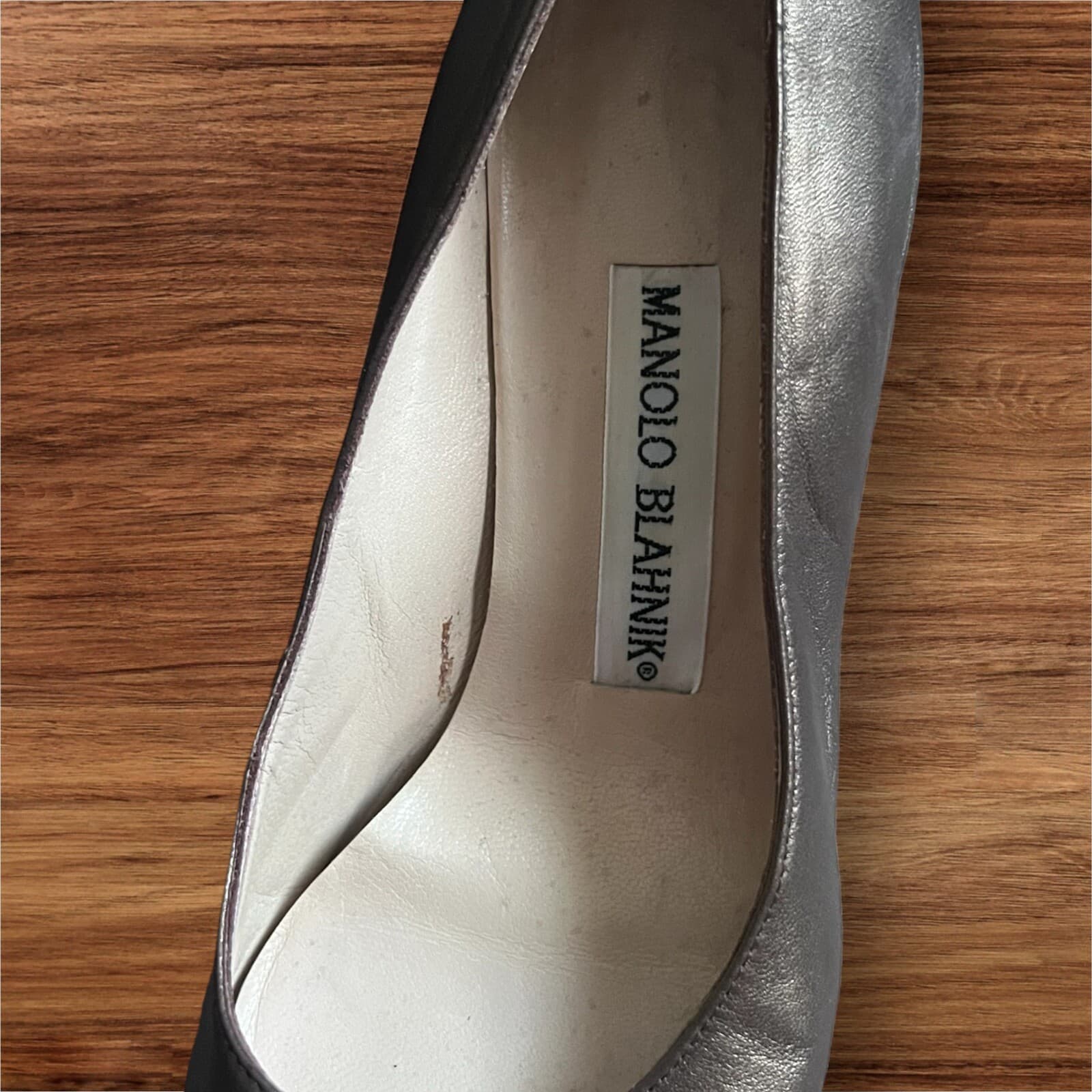 MANOLO BLAHNIK Light Brown Satin Avante Grande Pump Pointed Heels BB 70 - Thumbnail 2