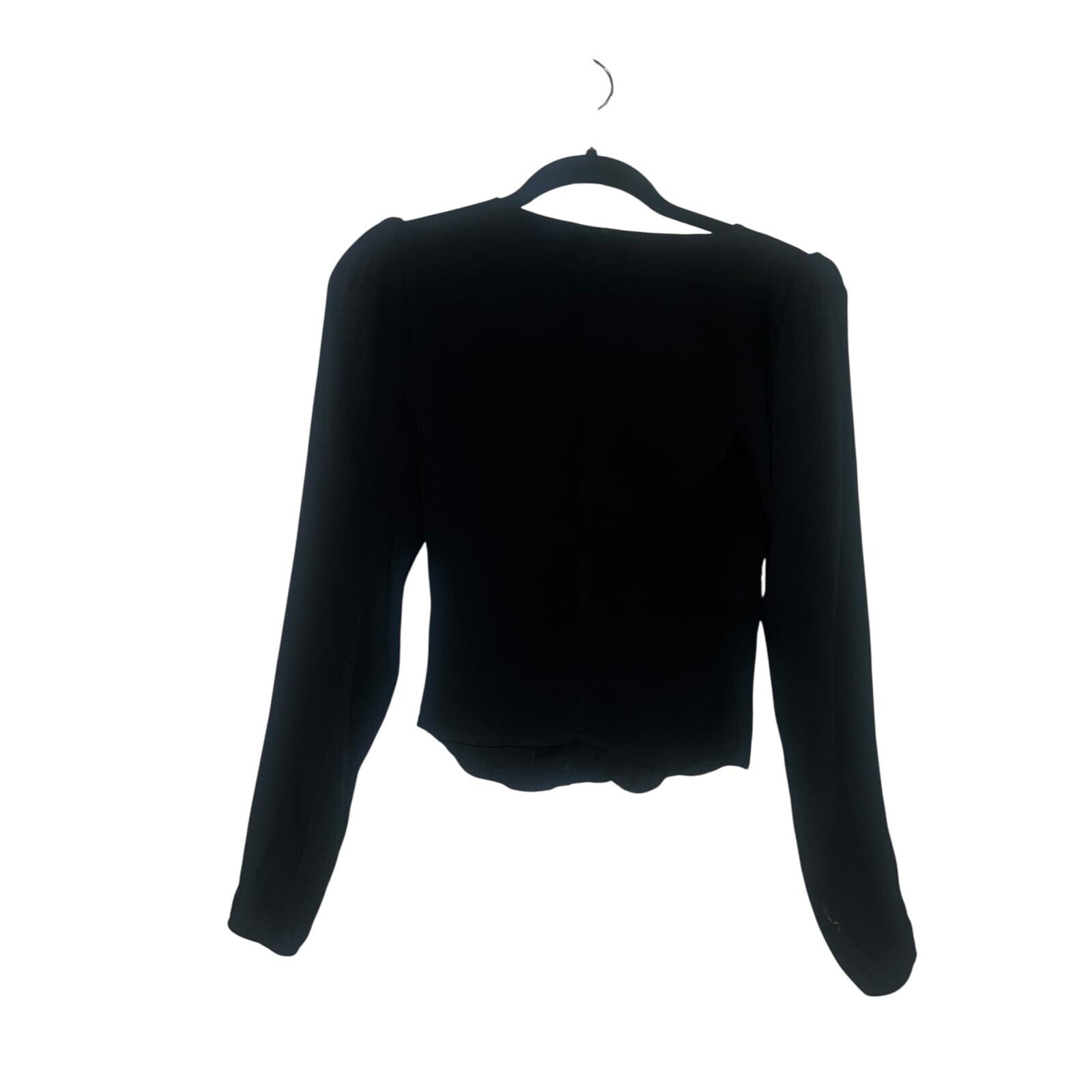 Reformation Black Nell Long Sleeve Henley v neck boho minimalist xs - Thumbnail 4