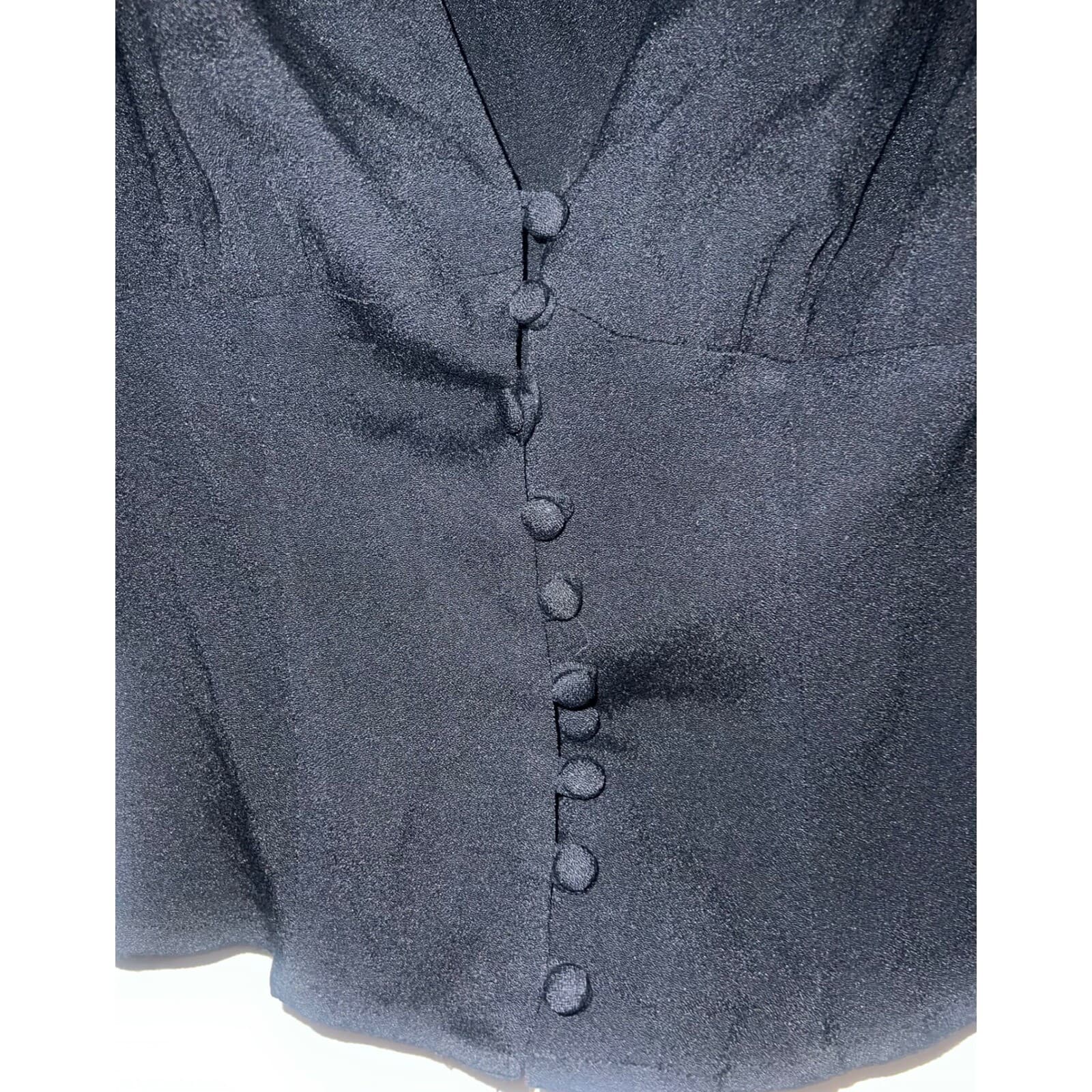 Reformation Black Nell Long Sleeve Henley v neck boho minimalist xs - Thumbnail 8