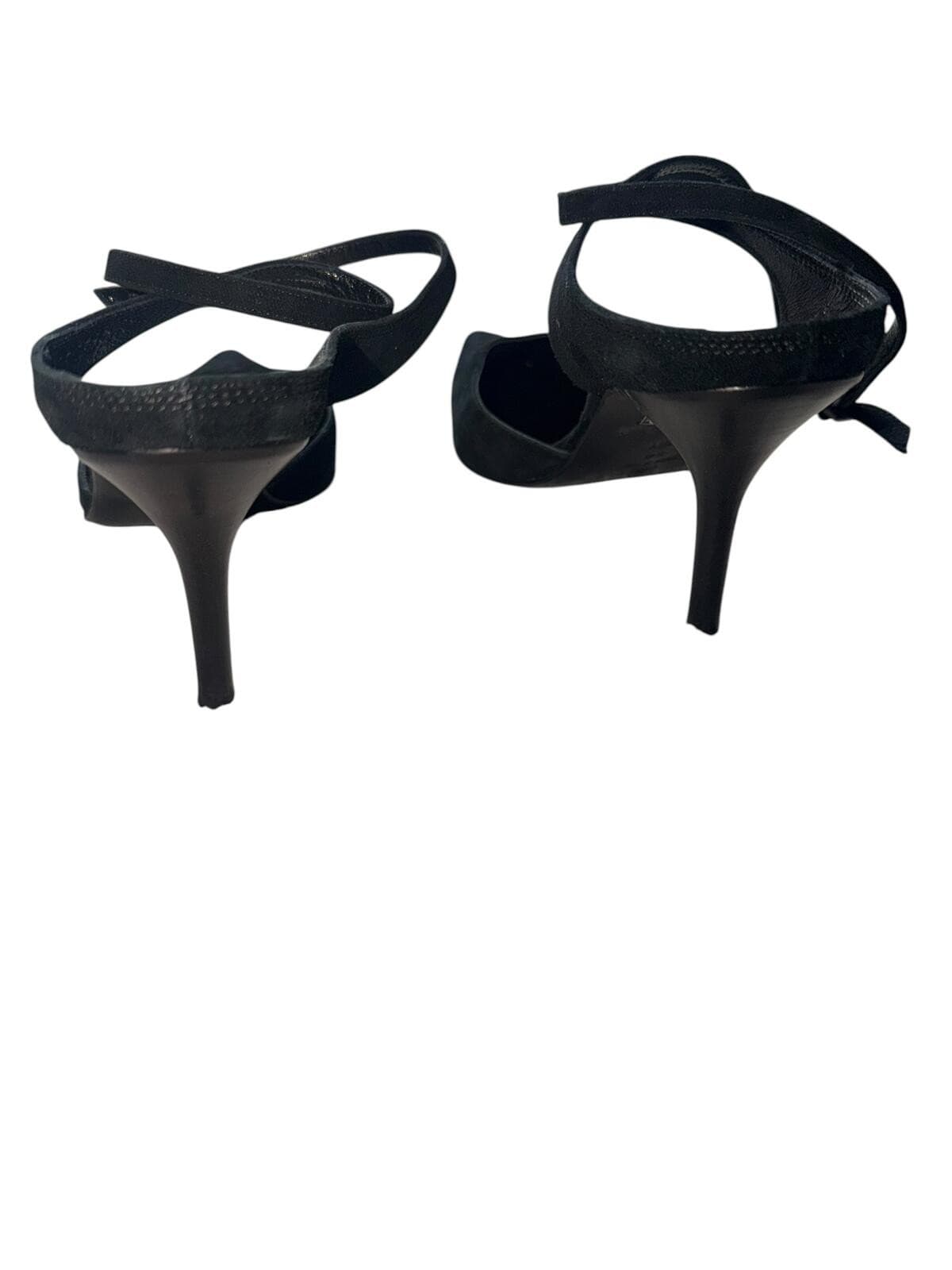 Via Spiga Black Suede Heels Sz 10 Pointed Toe Stiletto Ankle Strap Office Siren - Thumbnail 3