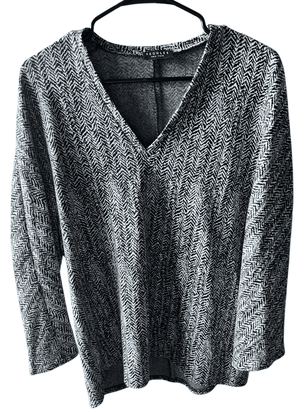 Yeohlee sweater size s black & white V Neck Long Sleeve Monochrome Emo - Thumbnail 2