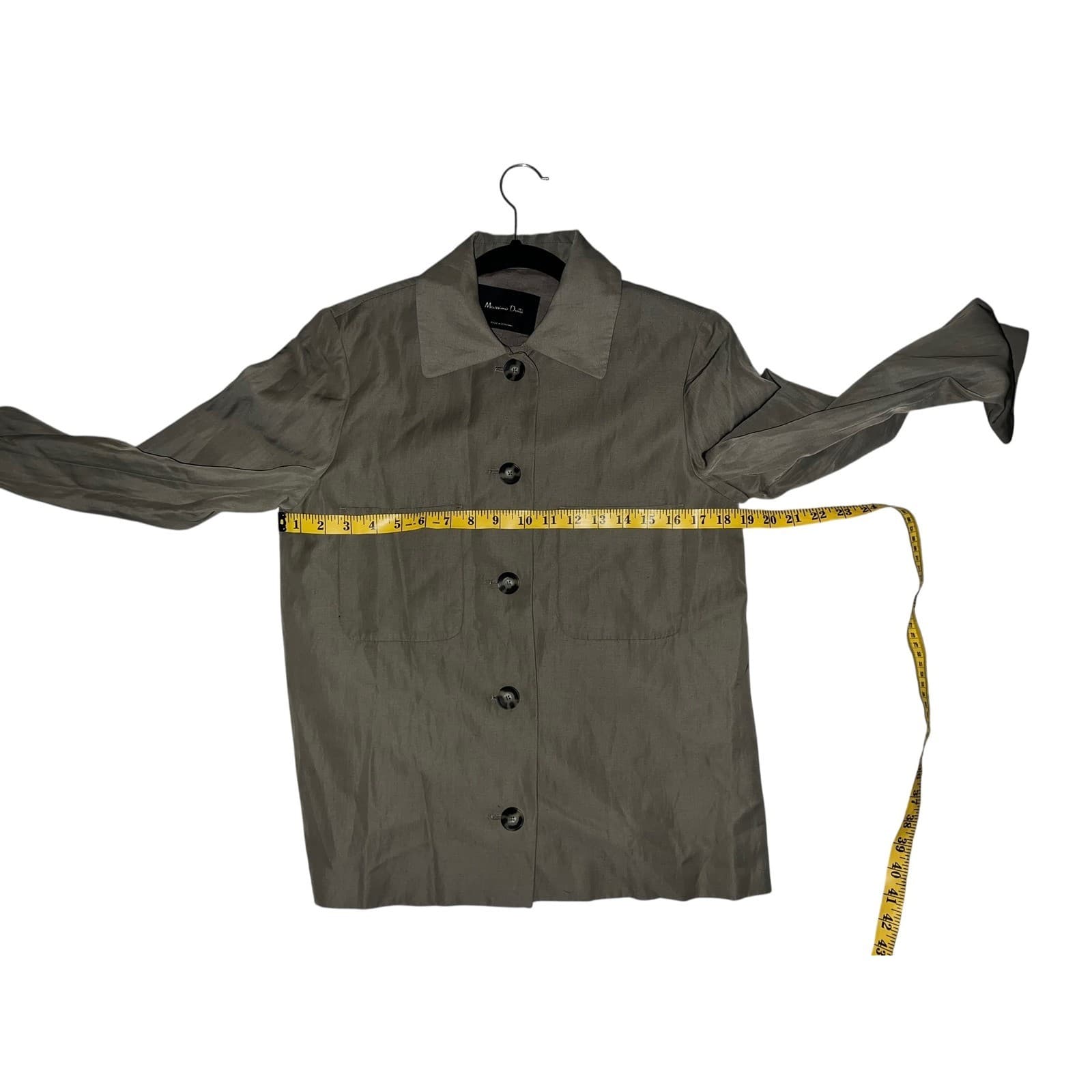 Massimo Dutti Green Viscose Button Down Shirt Sz S Two Pocket Designer Boho - Thumbnail 7