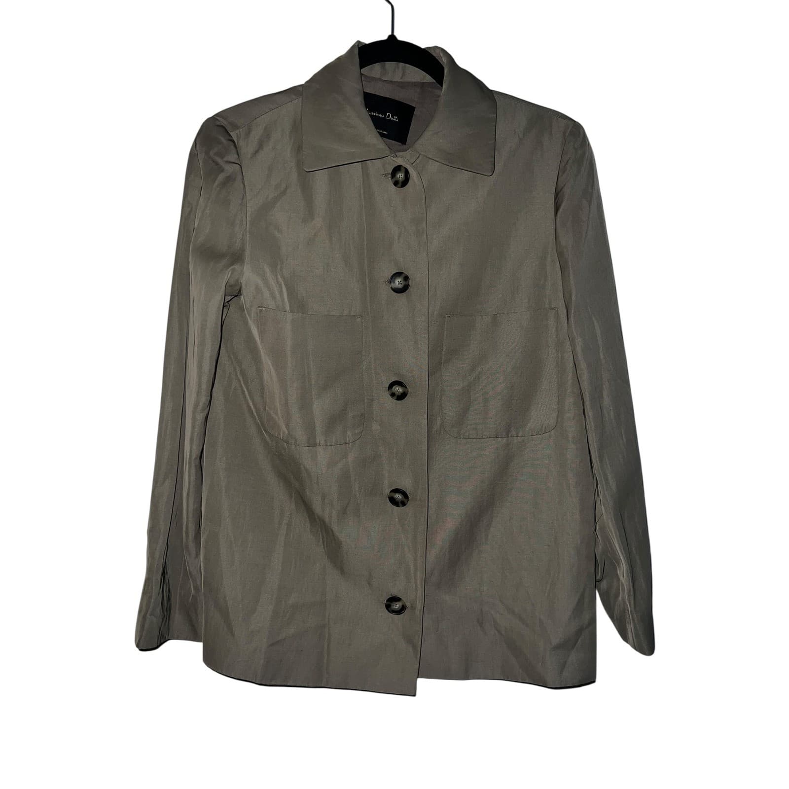 Massimo Dutti Green Viscose Button Down Shirt Sz S Two Pocket Designer Boho - Thumbnail 2
