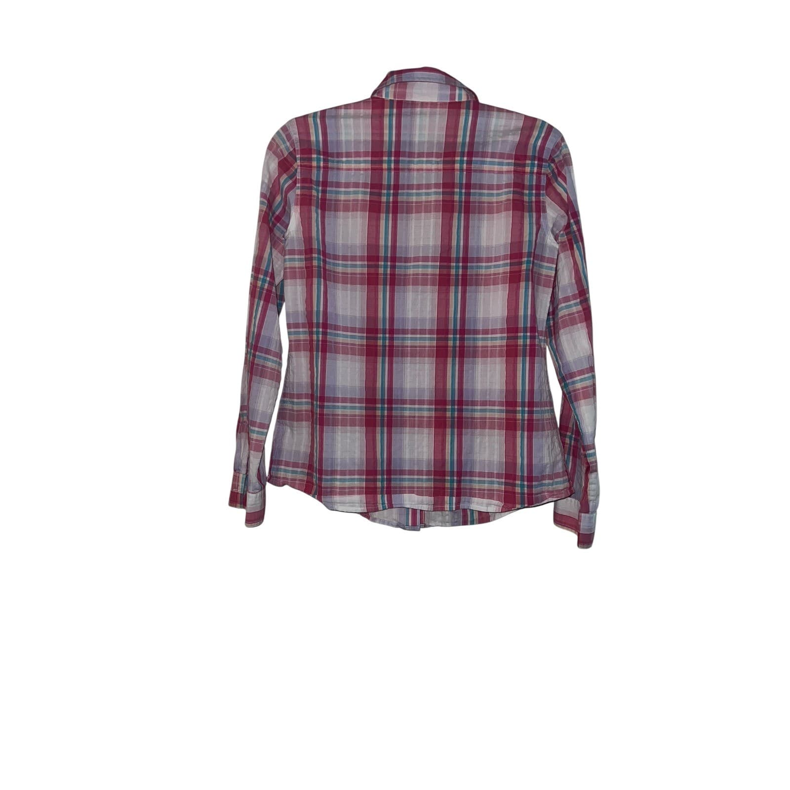 J. McLaughlin Plaid Button Down Shirt Sz 4 Long Sleeve Preppy Designer - Thumbnail 2