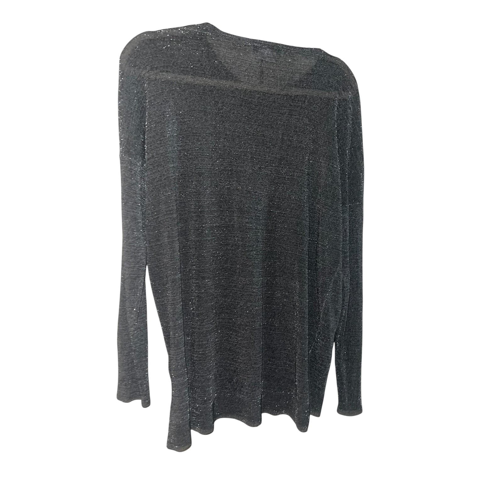 Gérard Darel Gray Sheer Sparkle Top Sz 2 Luxury Designer - Thumbnail 2
