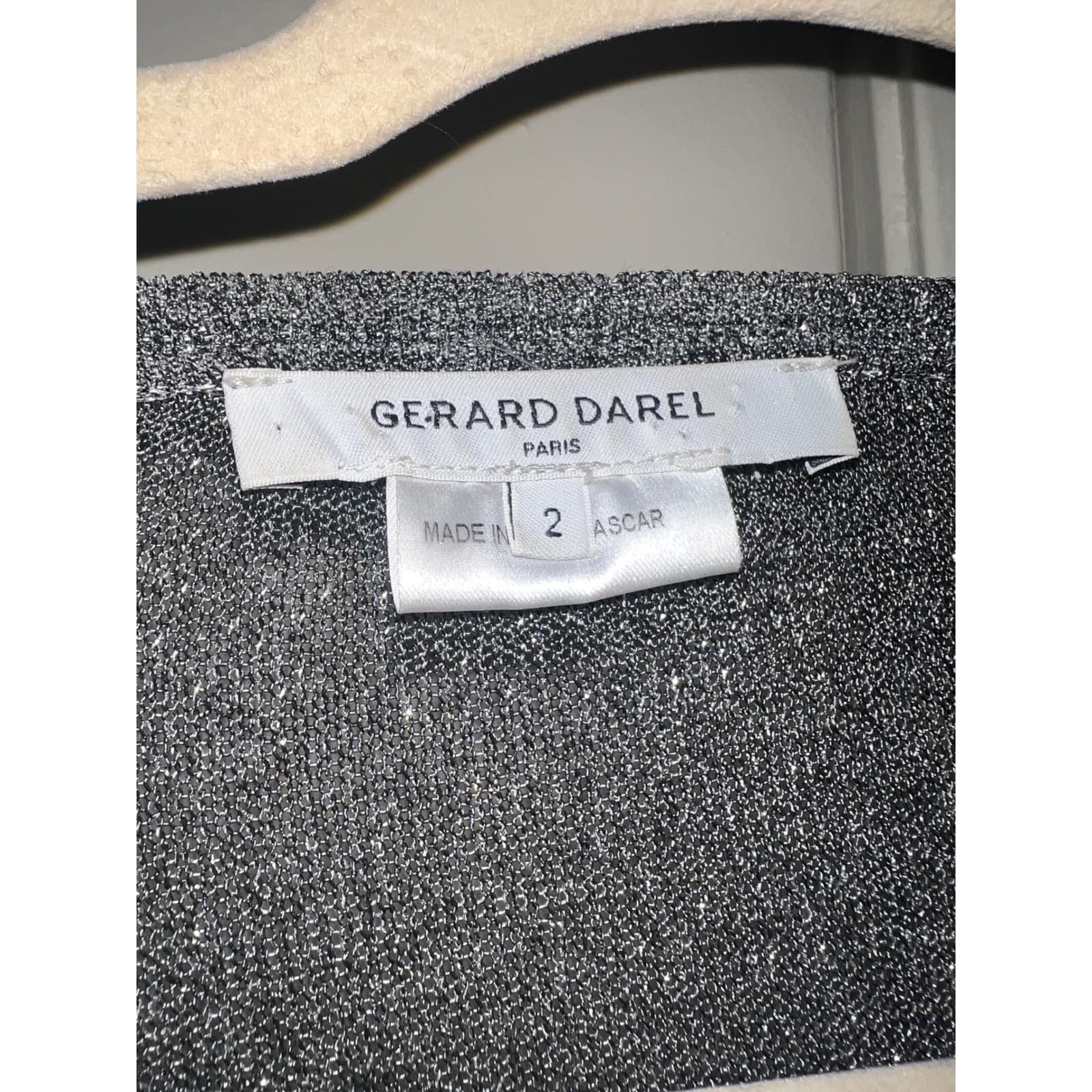 Gérard Darel Gray Sheer Sparkle Top Sz 2 Luxury Designer - Thumbnail 3