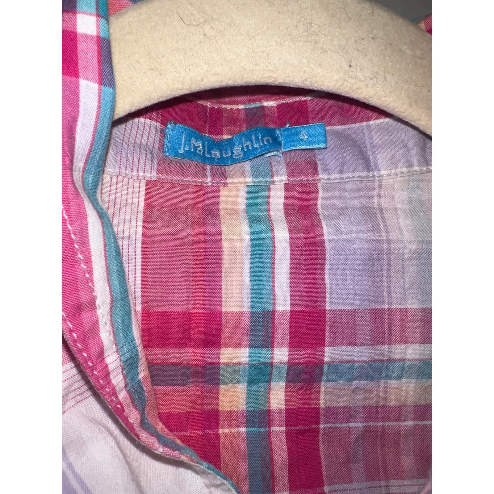 J. McLaughlin Plaid Button Down Shirt Sz 4 Long Sleeve Preppy Designer - Thumbnail 3