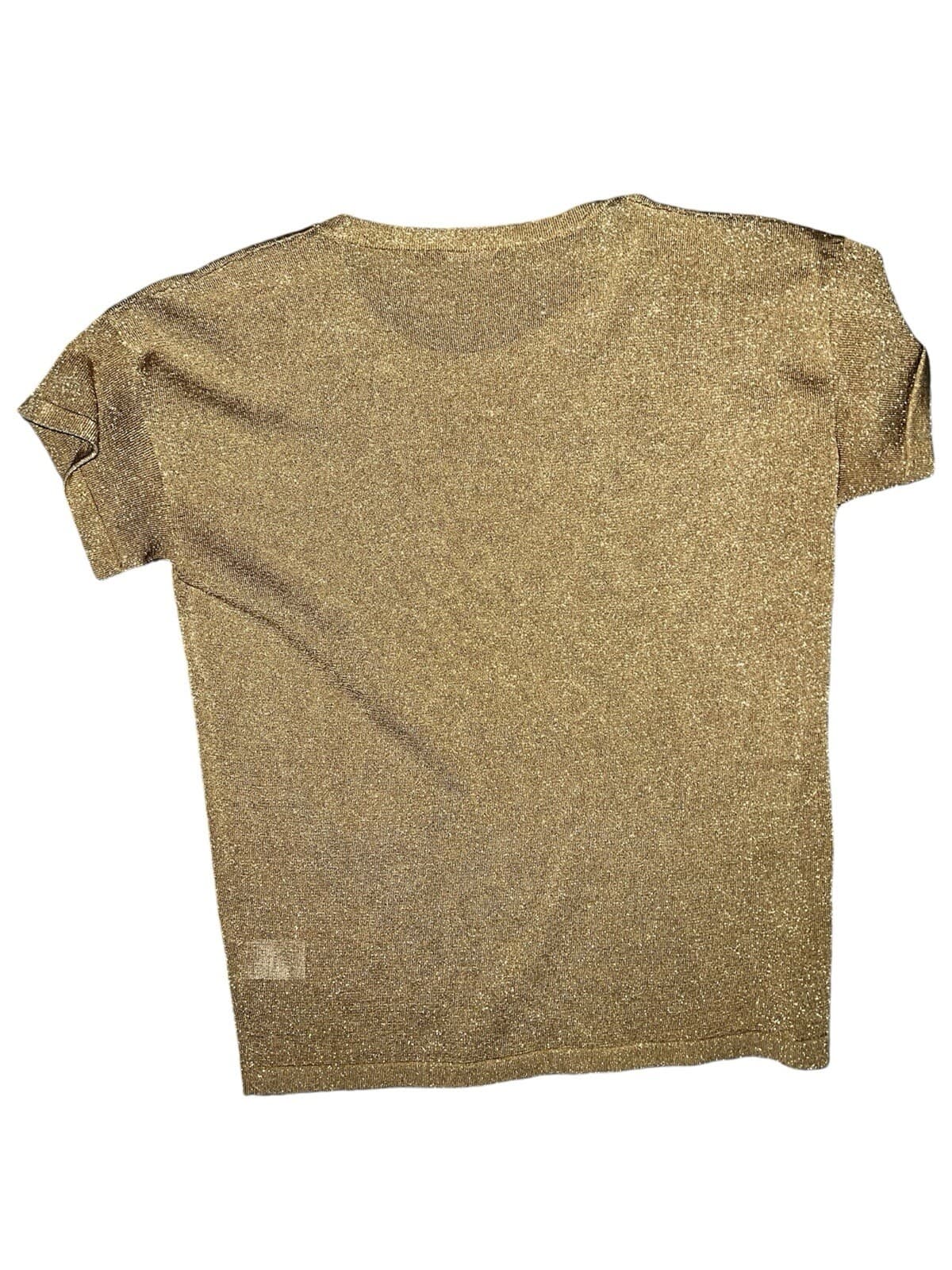 ROBERTO COLINA Rare Gold Mesh Top Sz S bohemian Short sleeves Crew Neck - Thumbnail 4