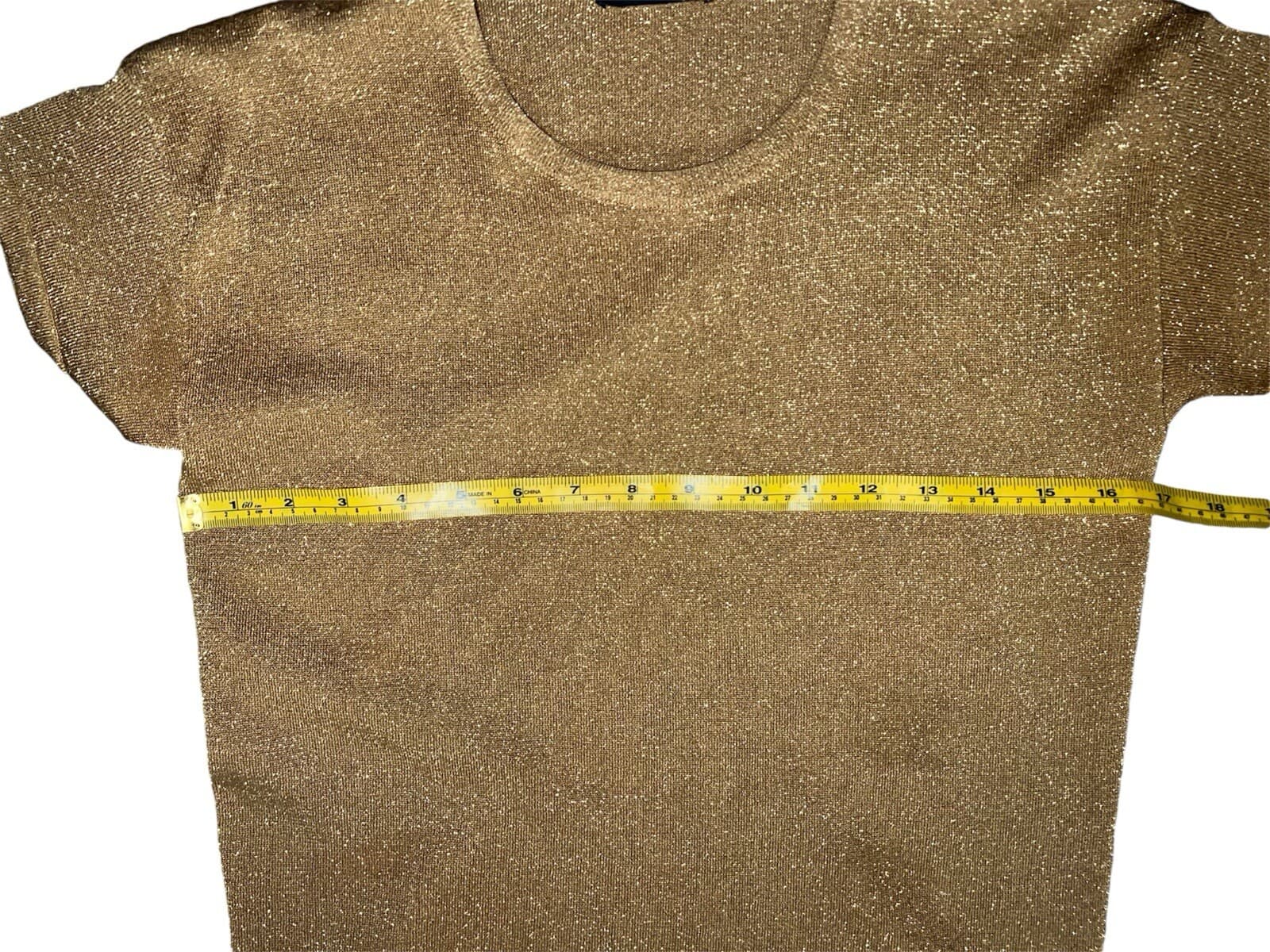 ROBERTO COLINA Rare Gold Mesh Top Sz S bohemian Short sleeves Crew Neck - Thumbnail 2