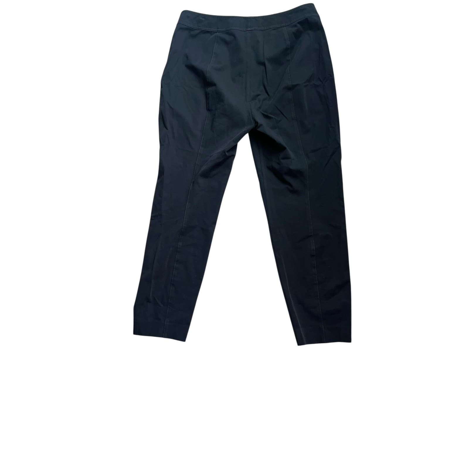 St. John Black Cotton Pants Two Pocket Minimalist Office Designer Trousers - Thumbnail 2
