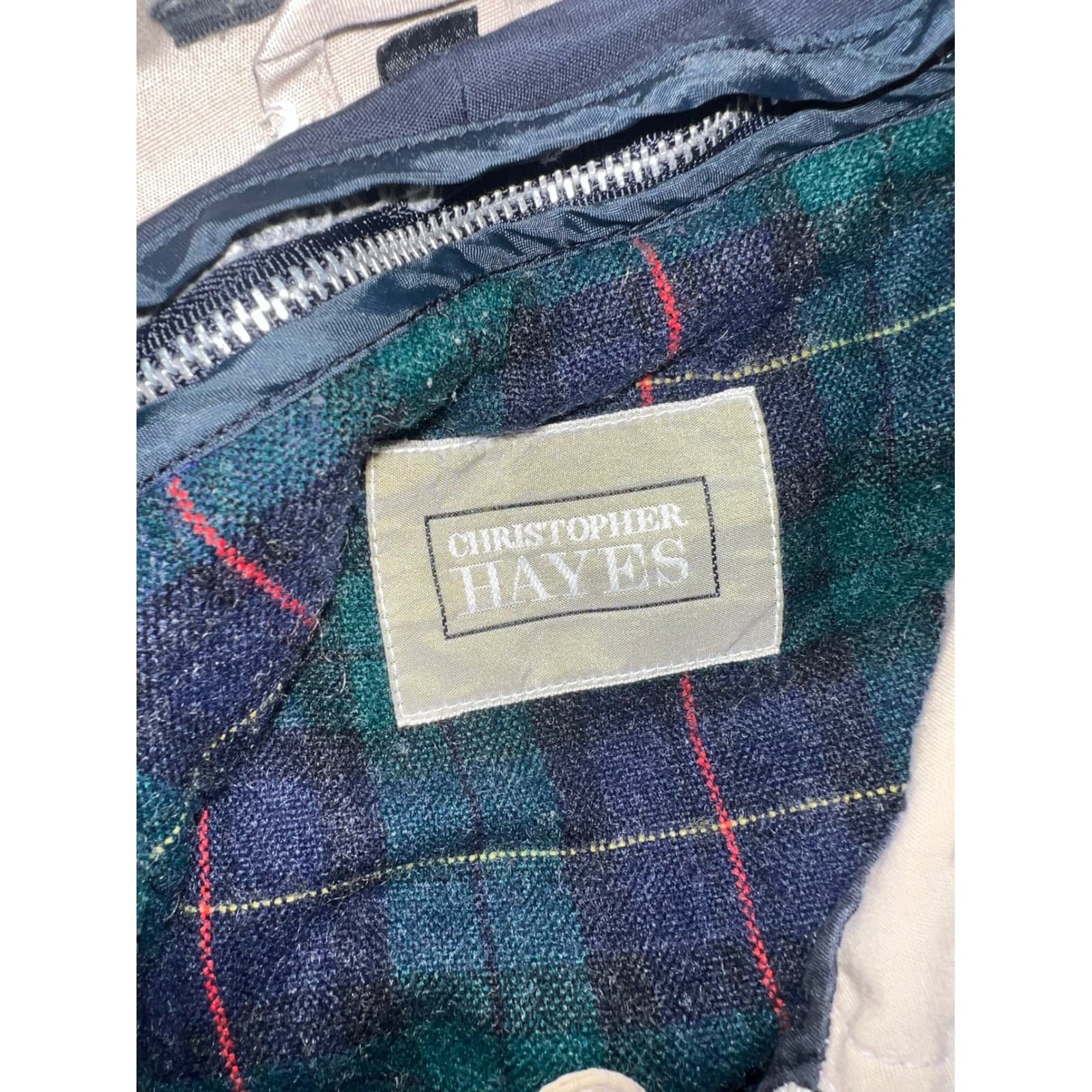 Vintage Christopher Hayes Tan Jacket Plaid Lined Sz M Normcore Cla - Thumbnail 5