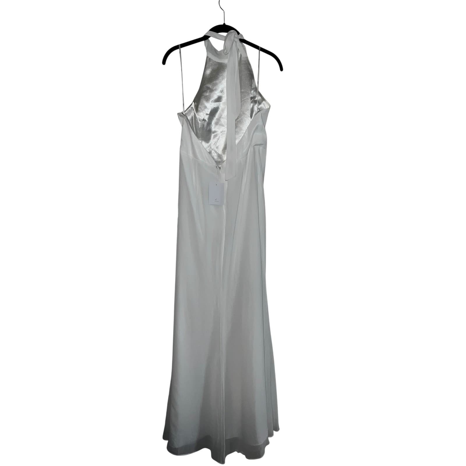Lulus white halter dress nwt sz l avant- garde coastal elegant - Thumbnail 4