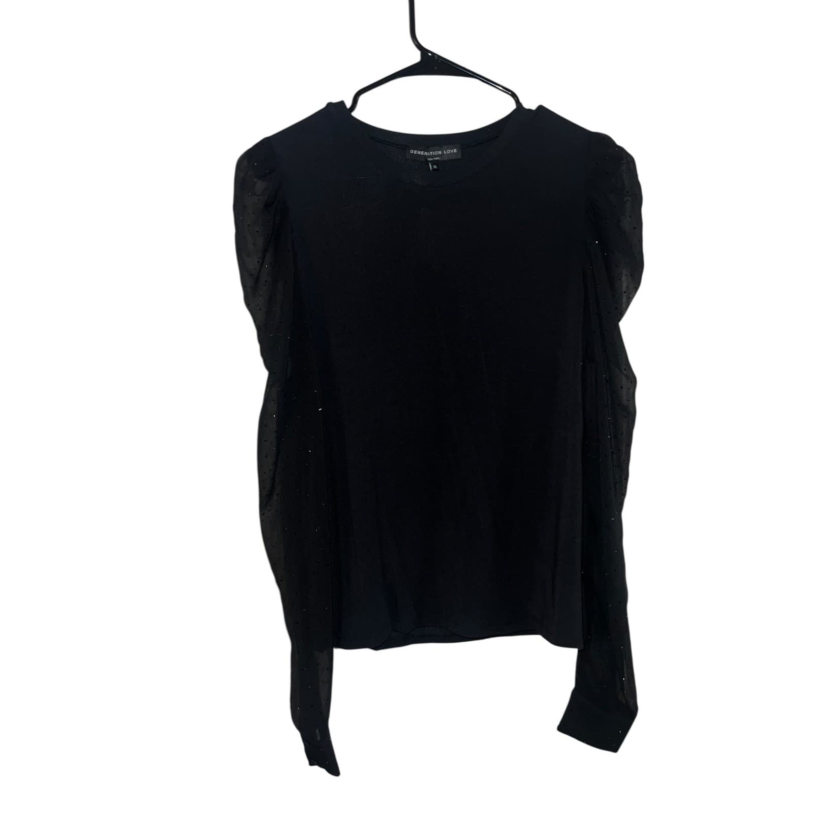 Generation Love Black Quinn RhinestonePuff Sleeve Sz xs minimalist new - Thumbnail 2