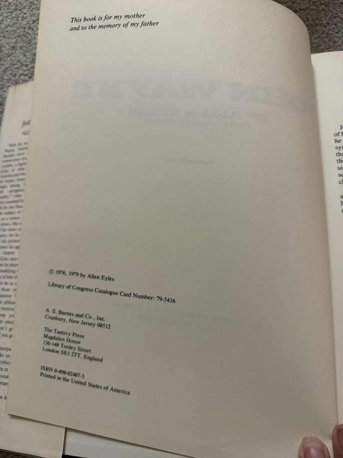 John Wayne – Allen Eyles (1979 First Edition, Hardcover) - Thumbnail 2