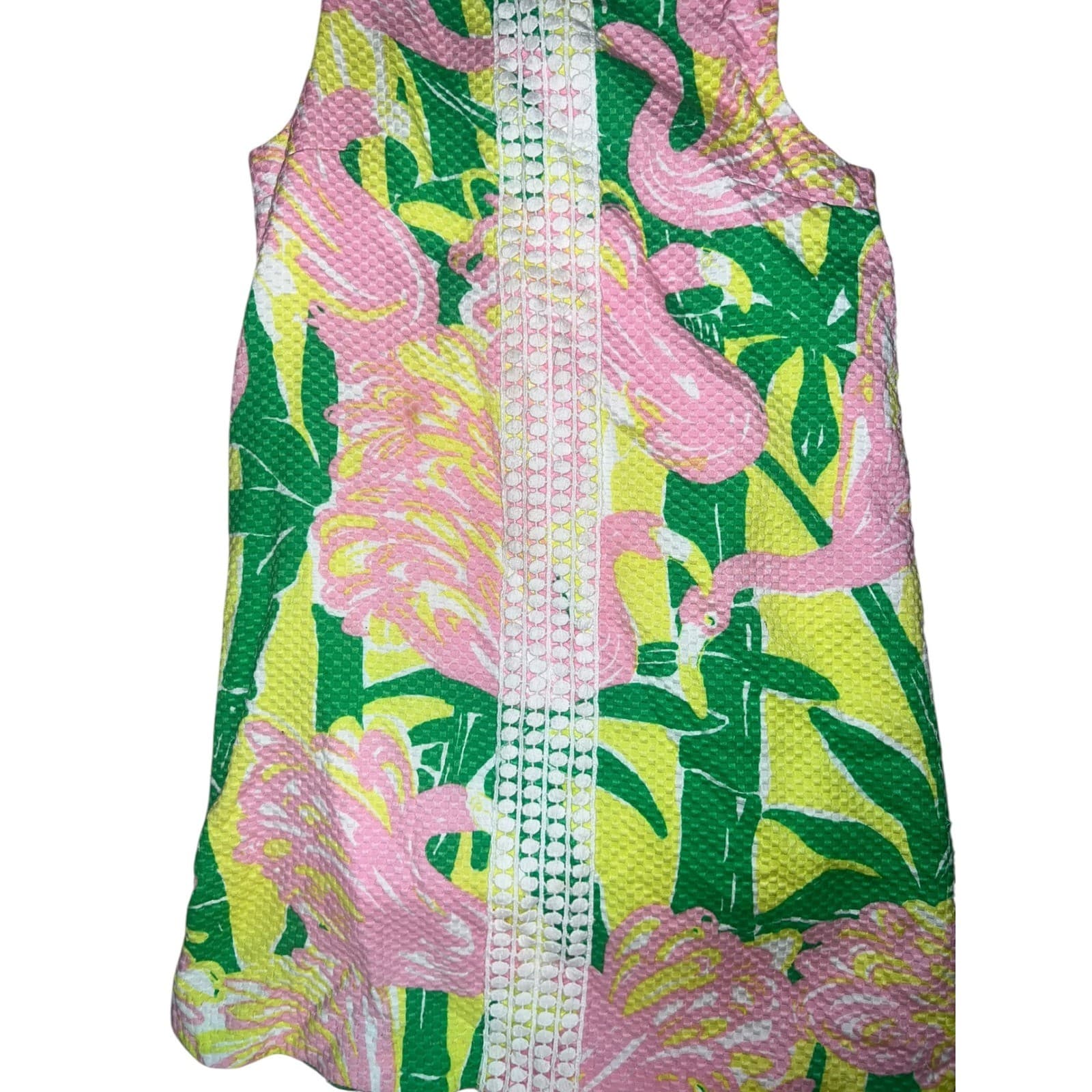 Girls Lilly Pulitzer Pink Flamingo Shift Dress Sz 6 Cotton Coastal Preppy - Thumbnail 2