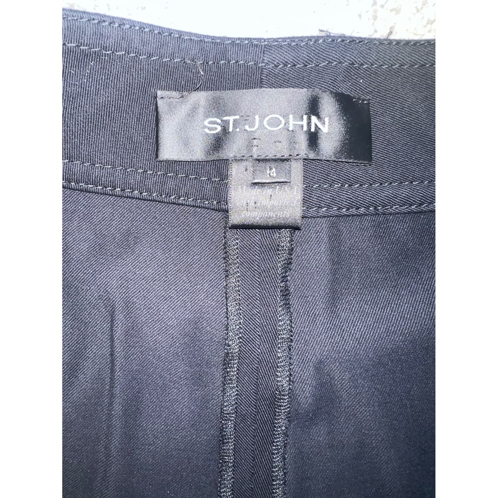 St. John Black Cotton Pants Two Pocket Minimalist Office Designer Trousers - Thumbnail 5